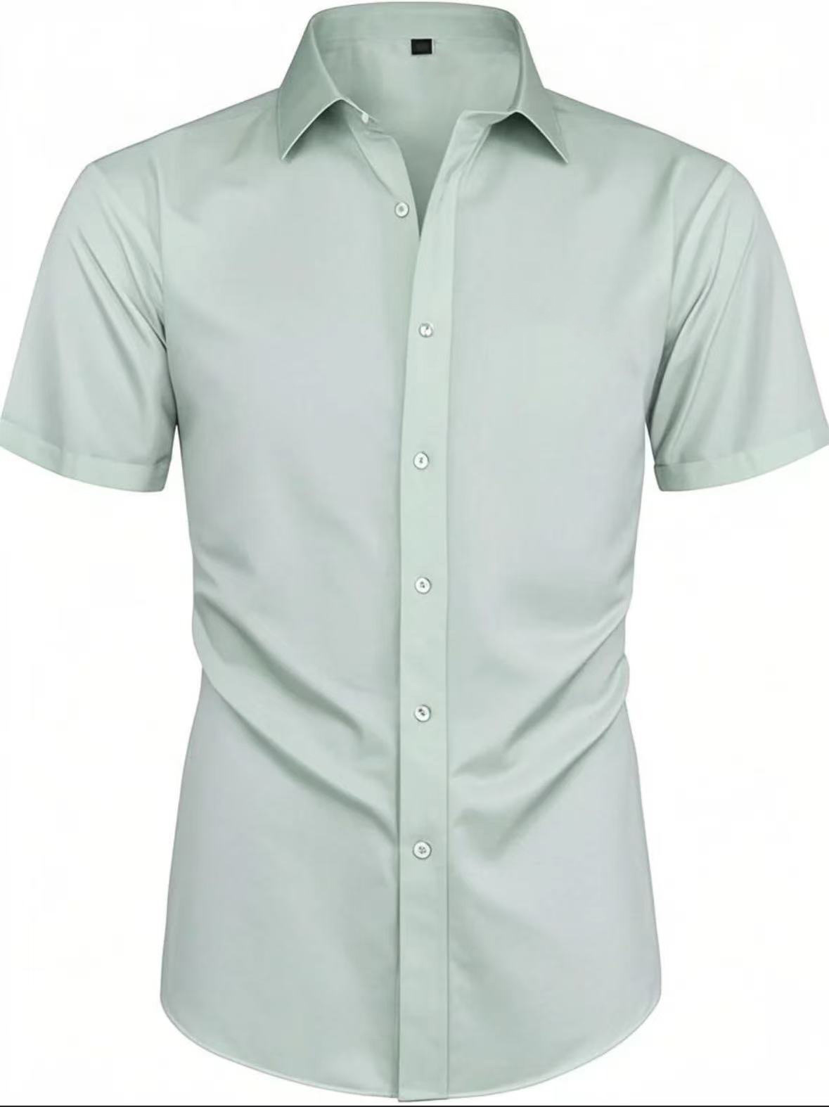 K Short Sleeved Solid Color Shirt, Formal Shirt, No Ironing Men's Shirt_viptrois.com