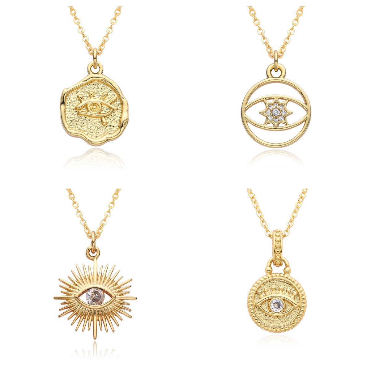 14g Weight 18K Gold Plated Plating Material Copper Pendant Material Zircon Inlay Material Pendant Necklace Classification Copper Chain Material cable chain Chain Type 1 Piece Quantity Daily Occasion Copper Material Geometric, Eye Pattern Women's Gender Hollow Out, Inlay Design Casual, Simple Style Style Copper 18K Gold Plated Hollow Out Inlay Geometric Eye Zircon Pendant Necklace 无