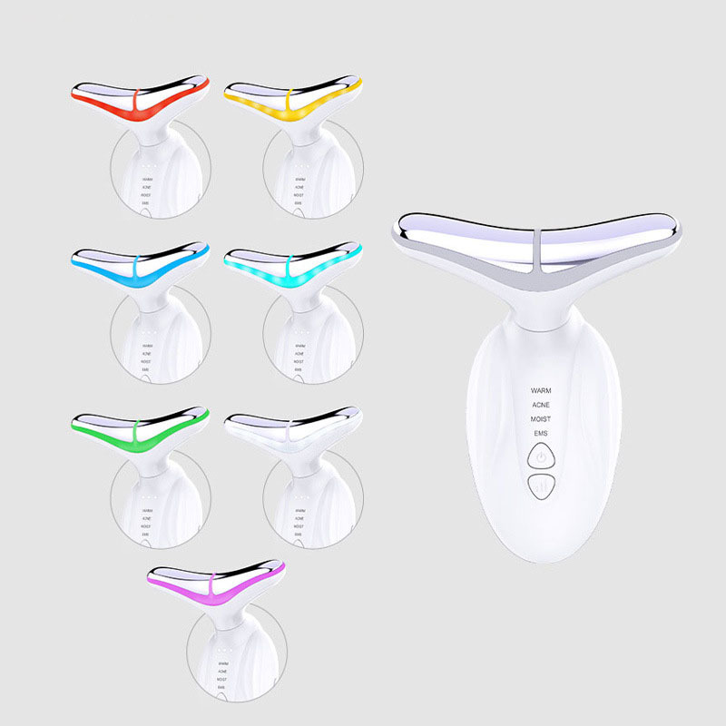 7 colores de color de luz EMS bipolar micro-corriente cuello instrumento de belleza hogar rejuvenecimiento de la piel elevación y apriete instrumento de belleza masajeador de cuello