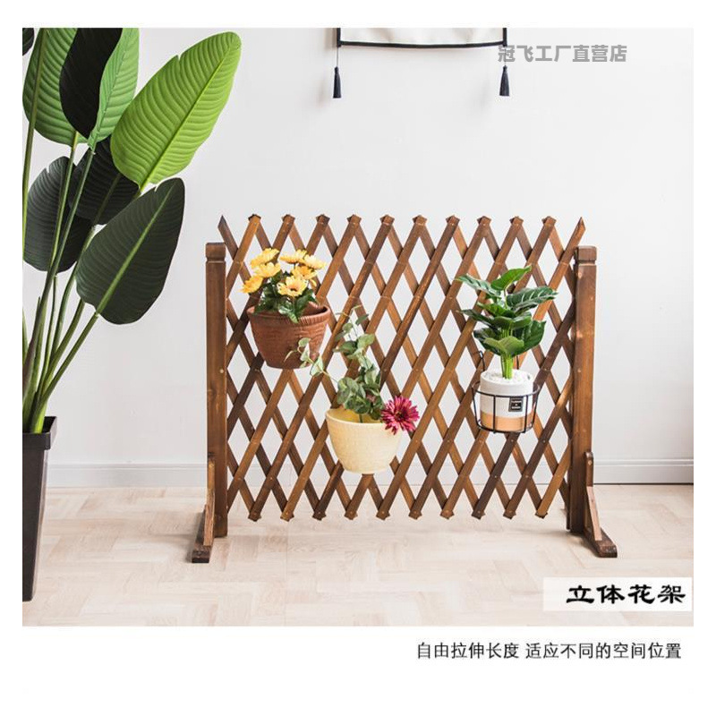 Wooden fence outdoor garden fence retractable pull net courtyard mesh wooden fence indoor balcony Pet partition