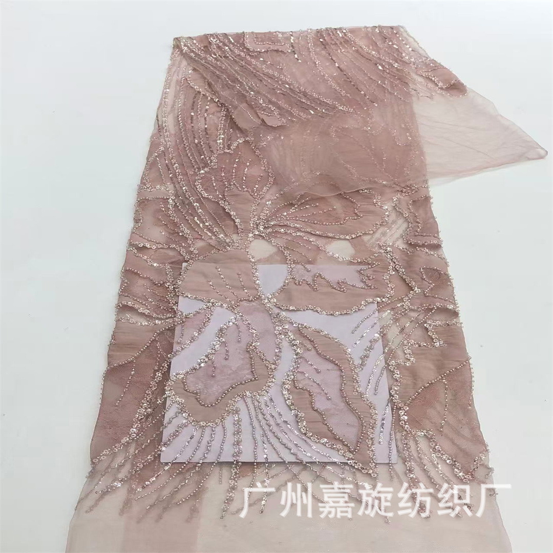 Nuevo tejido de encaje de tubo con lentejuelas bordadas con láser, vestido de noche infantil, tela bordada, tela de encaje