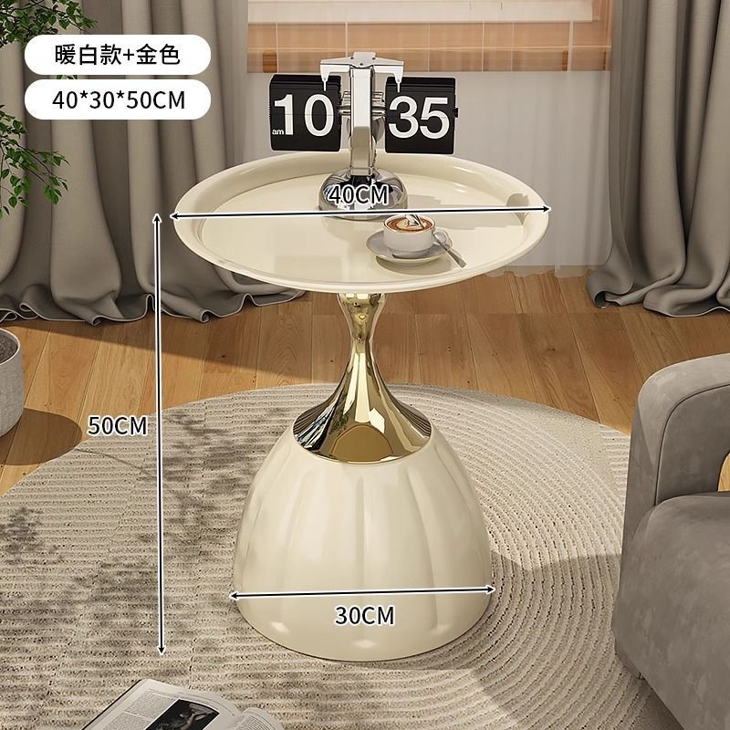 レトロコーナーテーブル、アイアンベッドサイド収納、バルコニー、小さな丸いライト高級ソファサイドテーブル、リビングルーム、家庭用小さなコーヒーテーブル、サイドテーブル|undefined