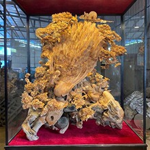 崖柏孔雀开屏花开富贵根雕木雕工艺品摆件艺术品摆件