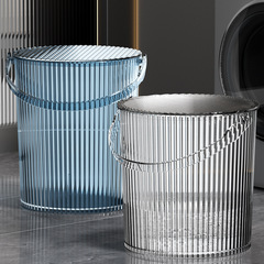 Vertical pattern water bucket light luxury striped water storage bucket for student dormitory with handle small water bucket high-quality with lid