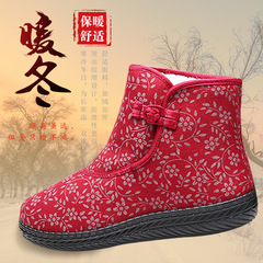 2024 Winter New Old Beijing Fleece Lined and Thick Mother's Shoes for Women High-Top Casual Warm Shoes