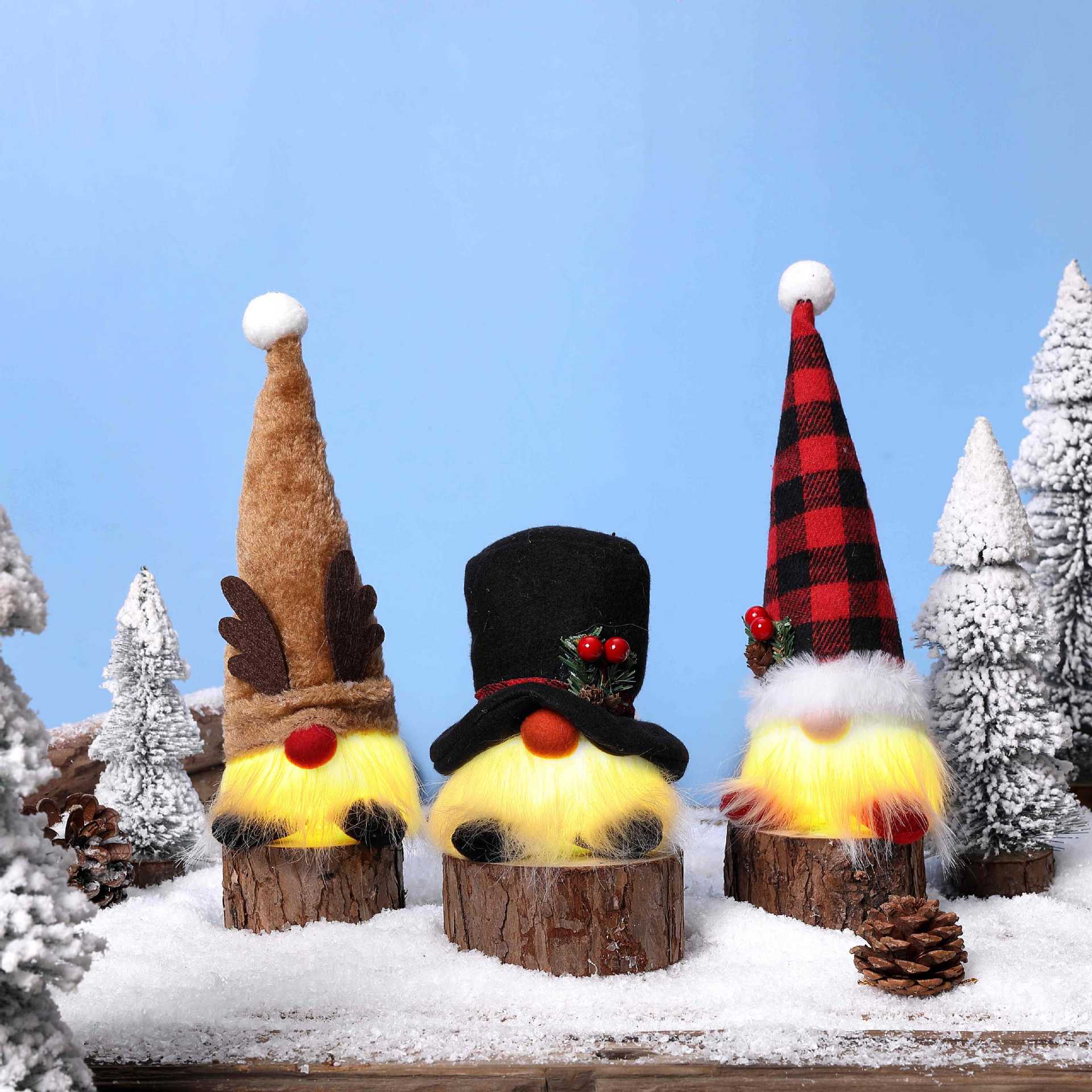 Decoraciones de Navidad copo de nieve sombrero de punto con lámpara Rudolph colgar piernas duendes muñecas muñecas muñecas adornos image 3