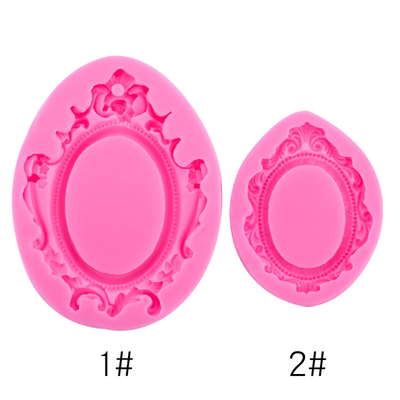 Marco de fotos de encaje en relieve de estilo europeo Marco DIY yeso piedra fragante Fondant chocolate molde de silicona para hornear