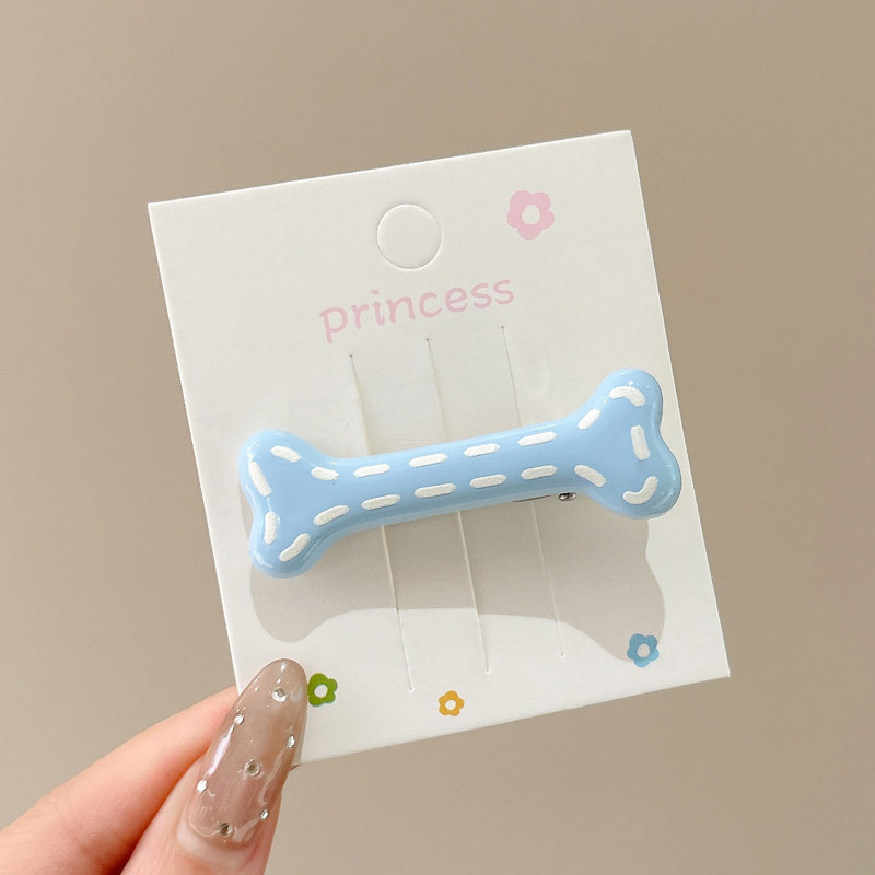 1# cream blue bone hair clip - approximately 5.5cm