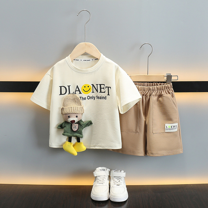 男の子サマースーツ2025新スタイル子供ベビーファッショナブルな半袖ハンサム子供夏服ストリート子供服|undefined