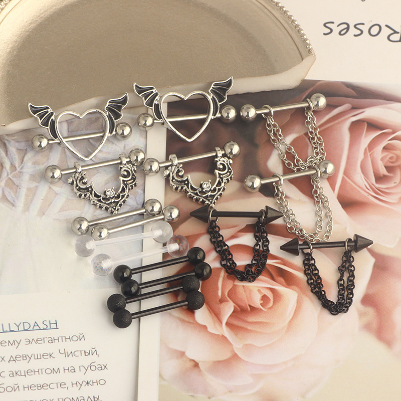 Stainless Steel Black Chain Breast Ring Set with Diamond-Embedded Nipple Jewelry for Amazon Wishlist detail image 8