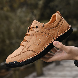 Cross-border Explosive Men's Shoes Fashion Men's Trendy Simple Tooling Shoes Outdoor Leisure Hand-sewn Shoes