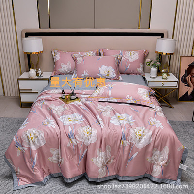 High-end Light extravagance Tencel Cool in summer Four piece suit Borneol summer quilt summer quilt Double On behalf of