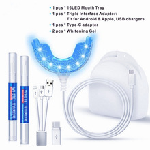 带2支洁牙笔牙齿套装 16LED Teeth Whitening  Dental Care kit