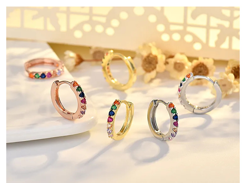3g Weight Copper Ear Needle Material Zircon Inlay Material Hoop Earrings Classification 1 Pair Quantity Daily Occasion Copper Material Geometric Pattern Women's Gender Simple Style Style 1 Pair Simple Style Geometric Copper Zircon Hoop Earrings 2