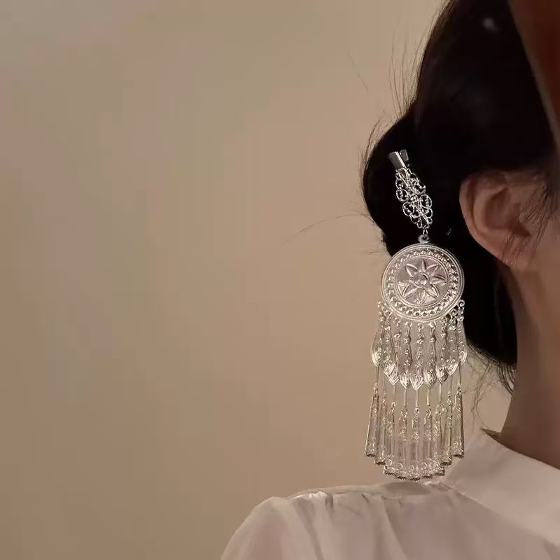 璀璨星河~黑曜石闪钻名族风铃铛流苏发夹女感甜美前额侧边夹包邮|undefined