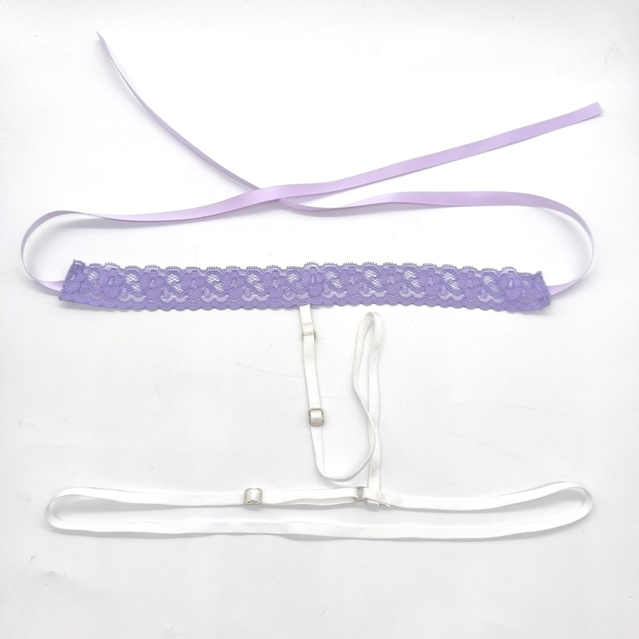 Dragon Heart Lace Necklace and Waist Belt Set in Purple and White — detail image 12