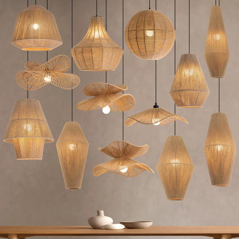 Japanese-Style Hemp Rope Restaurant Pendant Light, Wabi-Sabi Style Creative Bedroom Homestay Study Woven Lamp, Zen Tea Room Rope Lamp