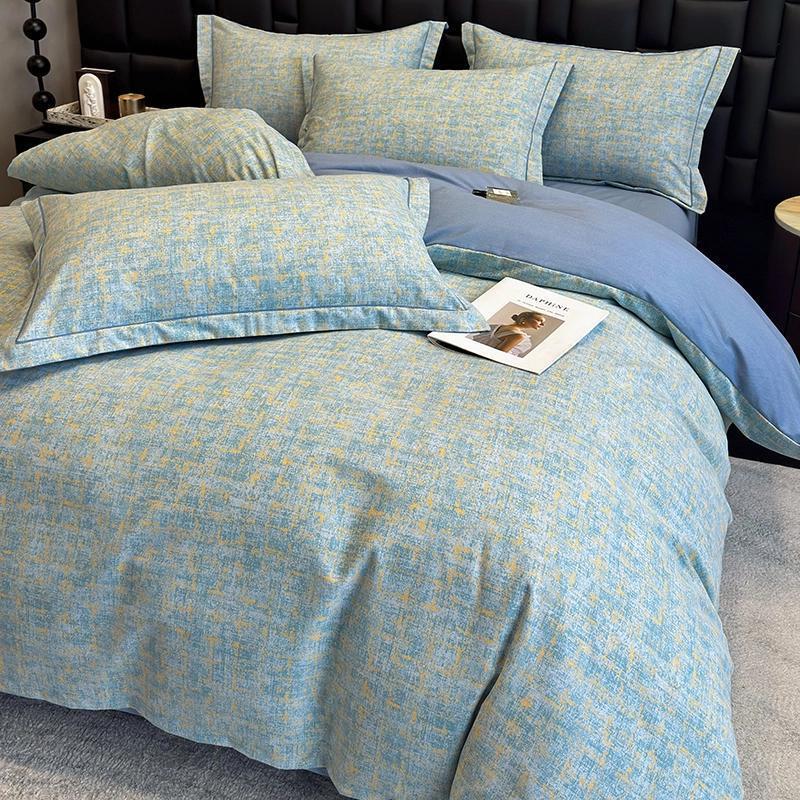 Y2G Four Seasons High-End Cotton Brushed Four-Piece Set Pure Cotton Sheets, Fitted Sheets, Quilt Covers, Single Bedding Three