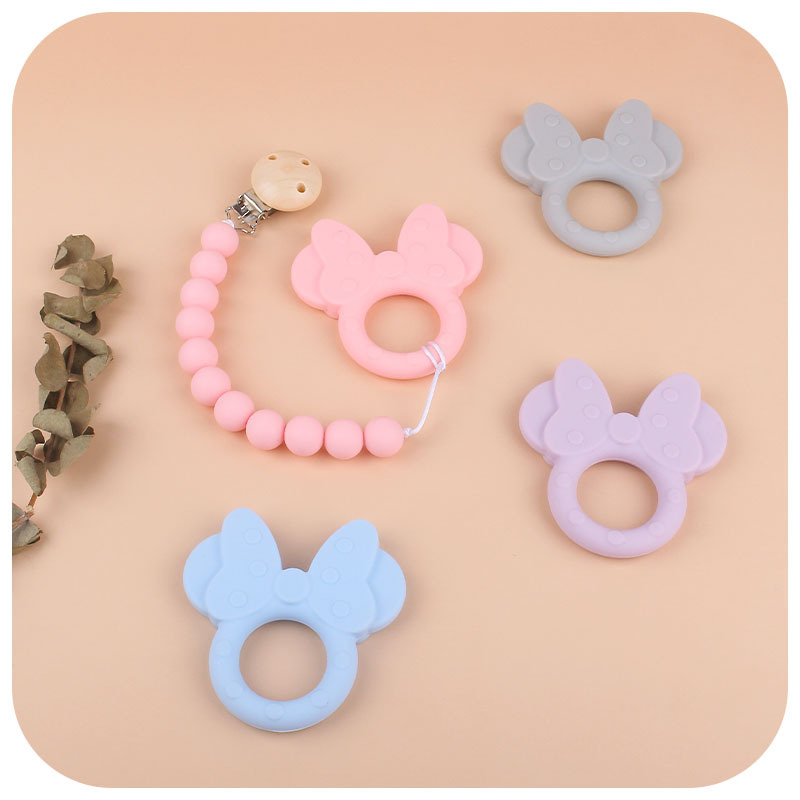 Amazon nueva historieta Minnie molar de silicona teether juguete bebé creativo teether stick suministros maternos e infantiles