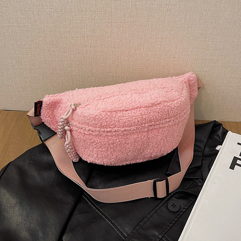クロスボーダーの子羊の毛のぬいぐるみの胸の包みの女性のinsの新型の秋冬の小さい大衆のカジュアルな斜めの包みの百合の携帯電話の財布|undefined