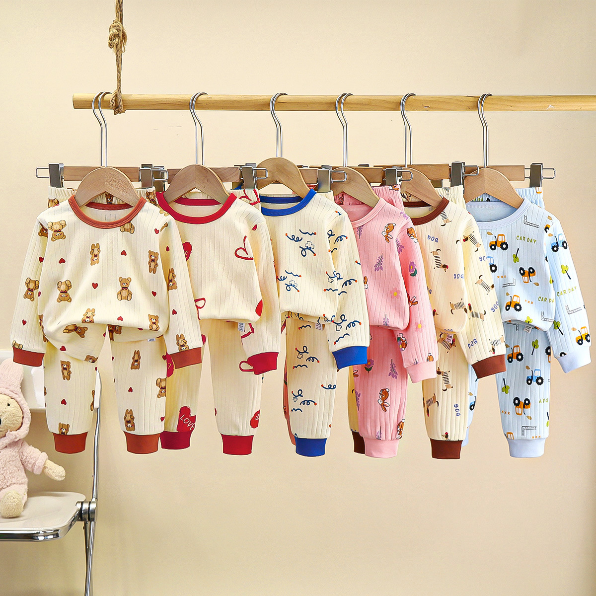 Ropa de otoño para niños, pantalones largos, ropa interior de tipo A para bebés de otoño, niños, niñas cálidas, ropa para el hogar de algodón, ropa para niños