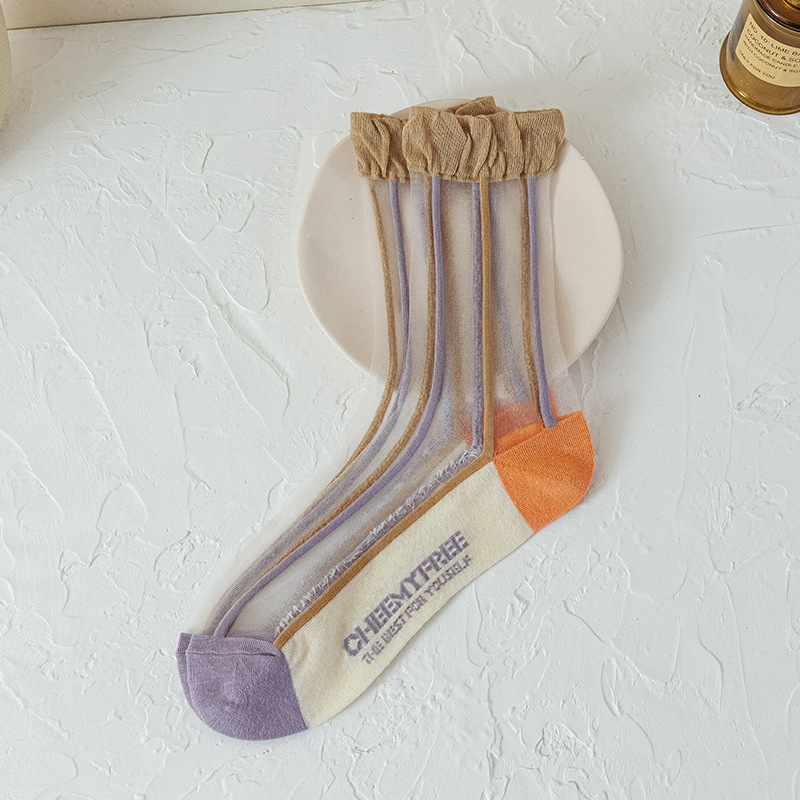 Algodón inferior transpirable vidrio seda medias Calcetines encaje Mujer personalidad japonesa ins marea caseína