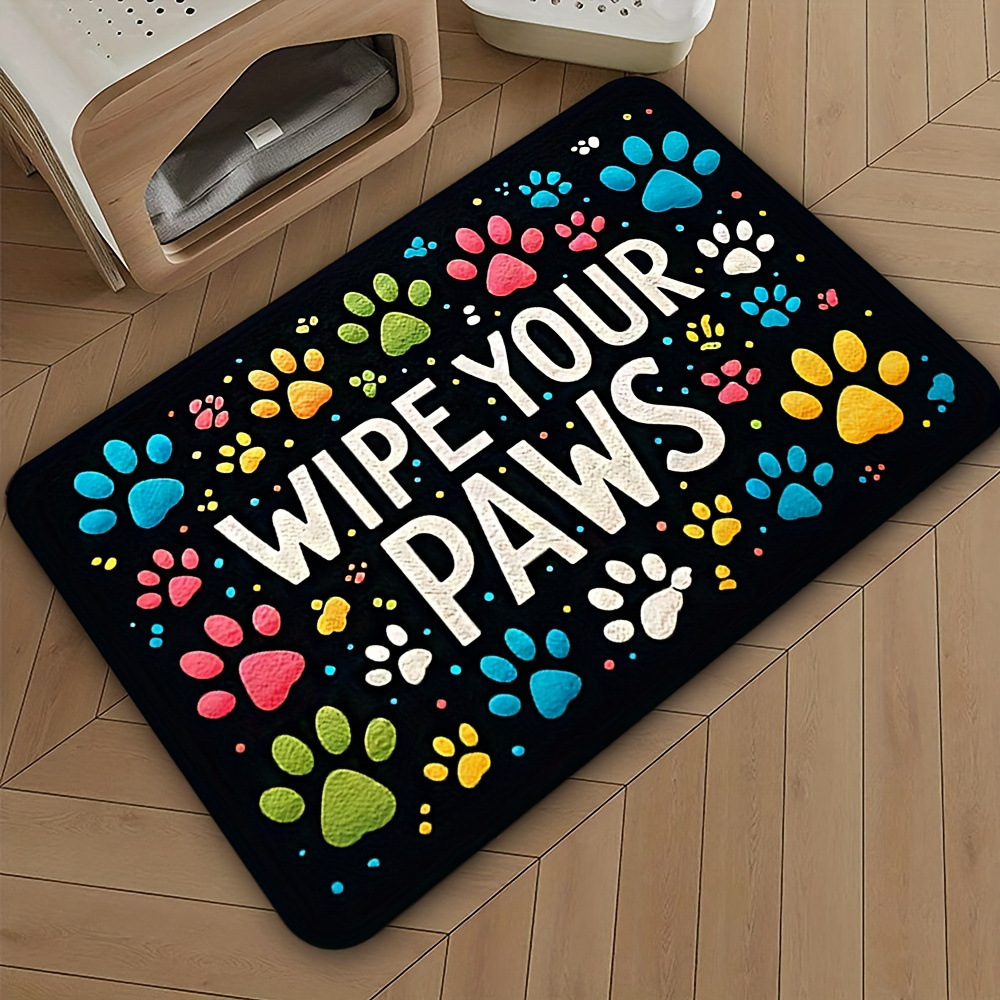 Flannel Shein Dog Paw Floor Mat Bathroom Floor Mat Entrance Door Mat Bathroom Absorbent Foot Mat Dropshipping