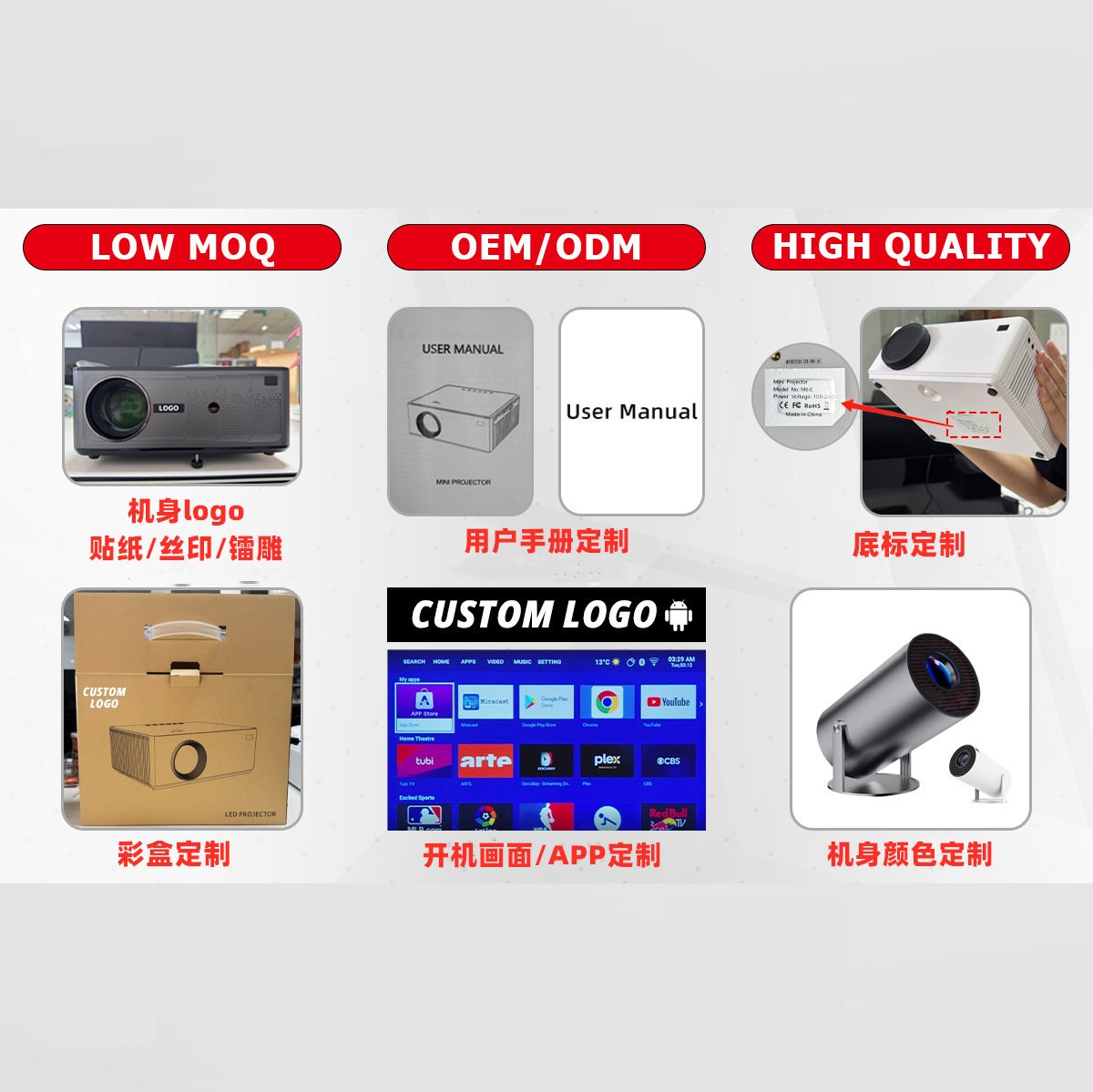 Nuevo proyector HY300 en el extranjero pequeño proyector de cañón de alta definición mini inteligente de pared de dormitorio