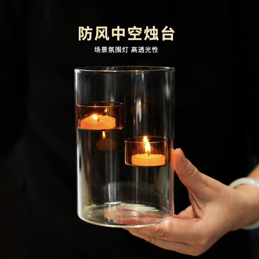 Креативный ветрозащитный стеклянный подсвечник в европейском стиле, украшение для ужина при свечах, креативный пейзажный подсвечник, ретро подсвечник в китайском стиле