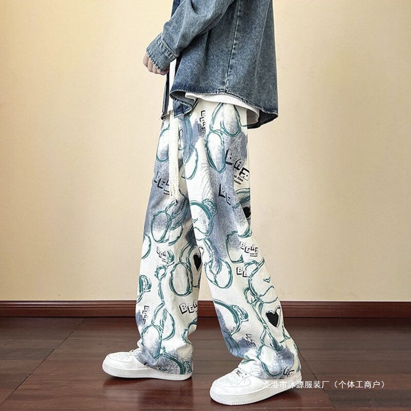American-Style High Street Wide-Leg Pants for Men, Trendy Niche Design, New Style with Drape Effect, Student Straight Loose Casual Versatile Long Pants