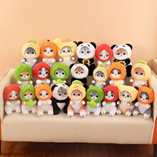 日系卡通猫咪mofusand猫变身猫咪抱枕熊猫公仔青蛙玩偶觉抱枕娃娃