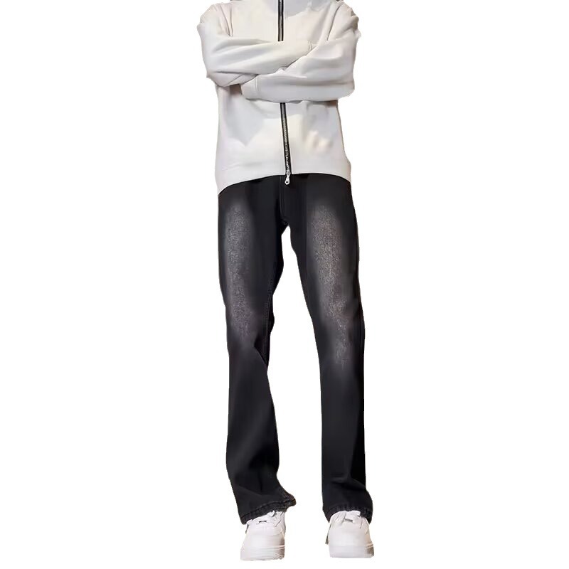 Vaqueros guapos de todo fósforo de la calle americana pantalones holgados de hollín casuales rectos para hombres