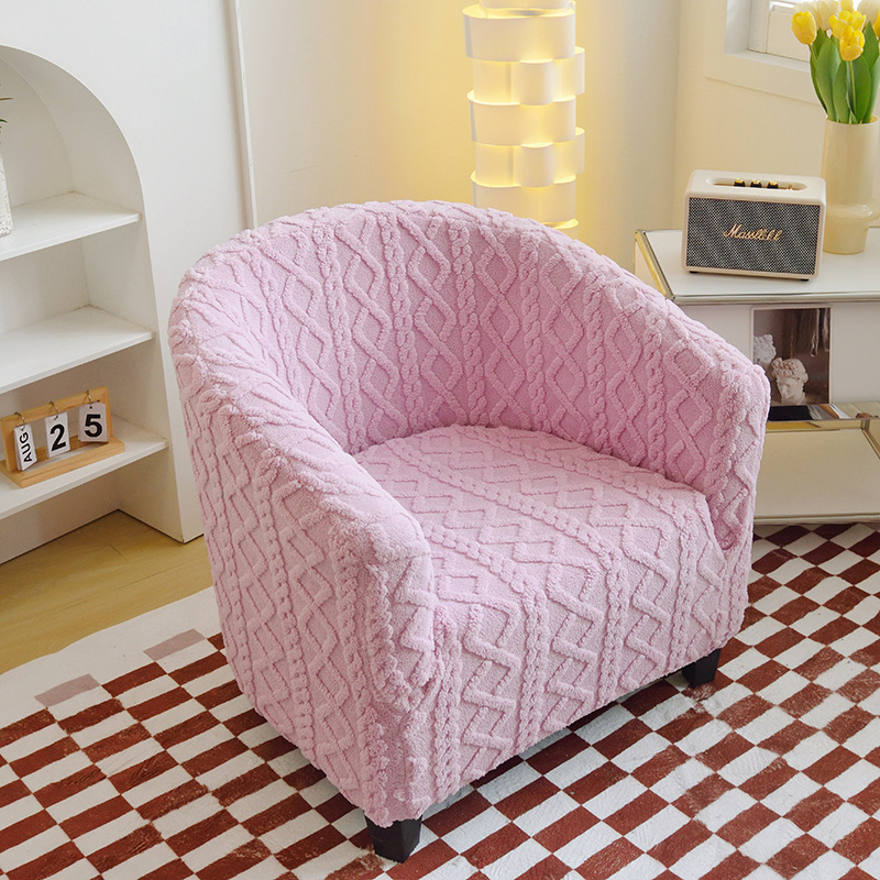 Anti-Scratch Half-Round Armchair All-Season Universal, Non-Slip Chair Cover, Comfortable And Warm Sofa Cover_voghion.com