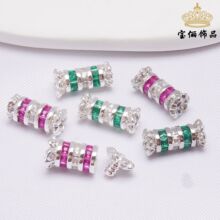 铜镀保色微镶锆石旋转螺丝扣珍珠扣 小蛮腰隔珠diy 项链扣头配件