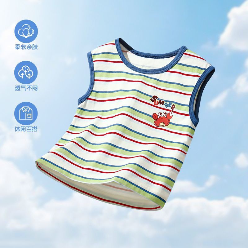 Summer Baby New Vest Casual Sleeveless T-Shirt for Boys and Girls Thin Cotton Tops Outdoor Sports Vest