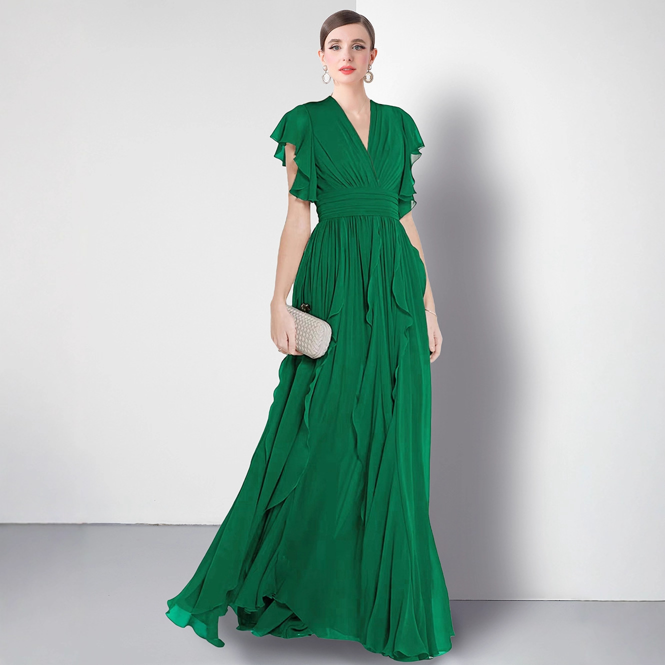 Factory Direct European Evening Dress Splicing Dress Custom Model 9912 Dress Length 135