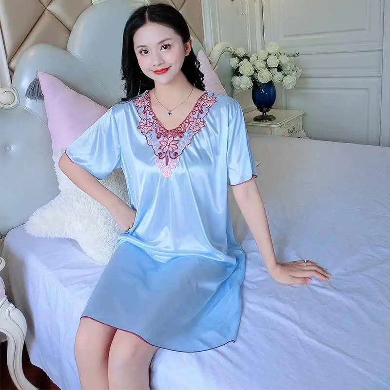 2023 verano camisón de seda hielo Las Mujeres encaje fino sexy suave cómodo pijamas homewear al por mayor