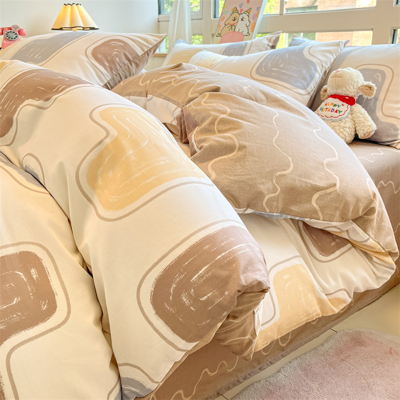 Temporada de estudiantes algodón algodón fresco de cuatro piezas sábanas fundas edredón sábana sábana sábana de tres piezas 2025 ropa de cama nueva