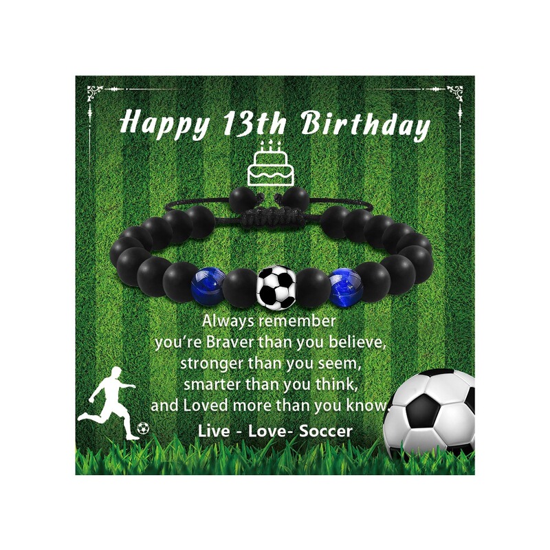 Football Beaded Bracelet to My Son Gift Black Frosted Coach Football Bracelet Tiger Eye Stone Baseball Bracelet