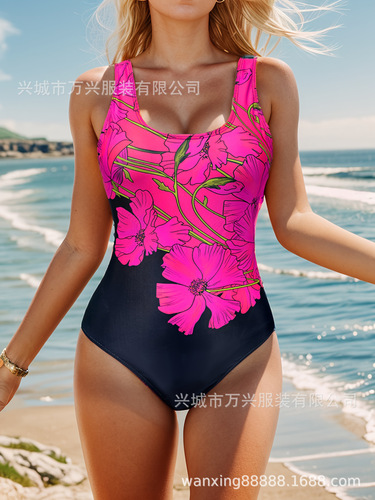 2025 European and American Cross-border New Fashion Tight Bodysuit Swimsuit for Women Sports Beach Party Vacation Body Shaping Swimsuit