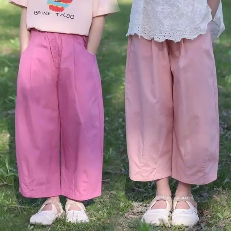 女の子カジュアルパンツ 2025 夏薄い新しい子供の多用途ワイドレッグパンツ防蚊パンツ女の赤ちゃんルーズズボン|undefined