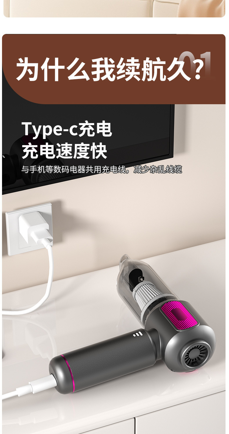 Car vacuum cleaner for cross-border use, new model with high suction power, suitable for both car and home, brushless and cordless