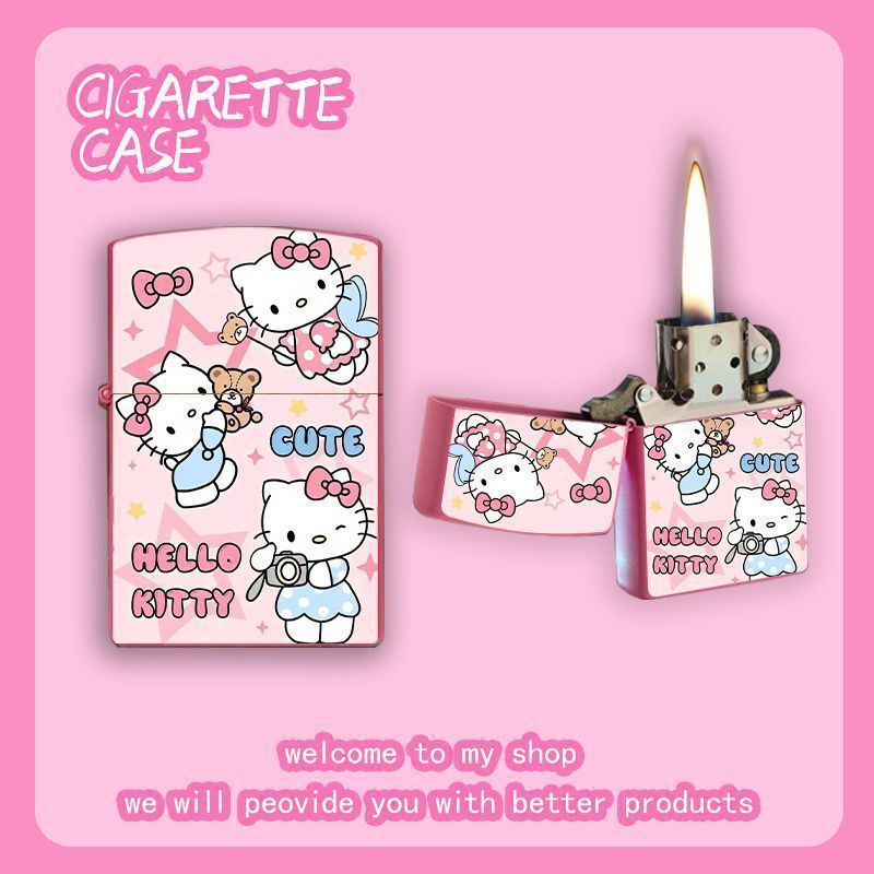 【多平台代发】新款可爱卡通hellokitty煤油打火机高颜值防风网红|undefined