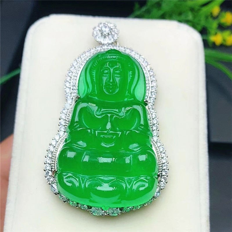厂家批发 缅甸翡翠a货 观音吊坠 带证书 玉石挂件|ms