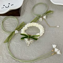 鈴蘭花蝴蝶結頭飾發繩簡約橡皮筋發圈高彈力耐用扎頭髮小皮套頭繩