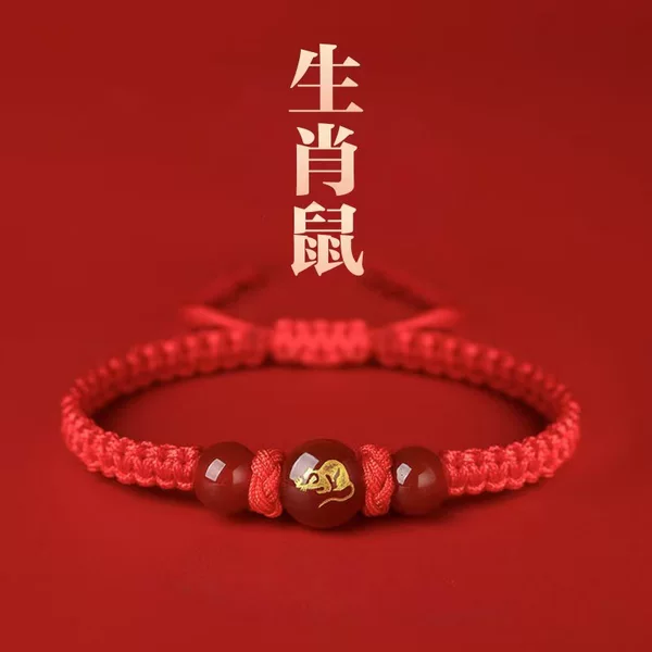 2025 Year of the Snake Zodiac Red Rope Bracelet for Men and Women This Year of Life Hand-woven Mouse Red Rope Bracelet Gift
