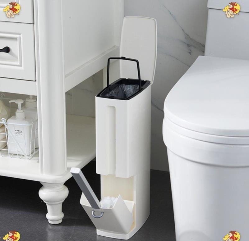 Narrow 10cm gap trash can for tight spaces, ideal for toilets, bathrooms, and small bathrooms with ultra-narrow edges and ultra-thin flat design for narrow gaps.