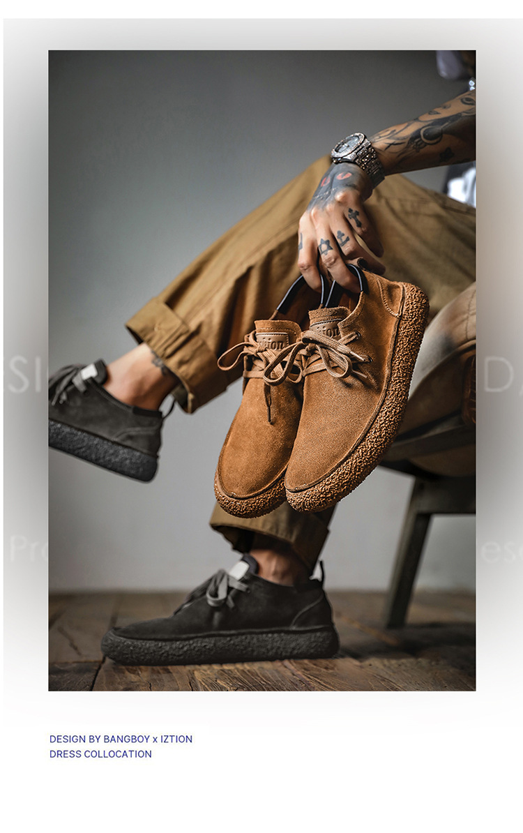 2024 männer Neue Echtes Leder Casual Schnüren Nicht-slip Weiche Sohle Atmungsaktive Board Reverse Fleece Wildleder Trendy Schuhe_voghion.com