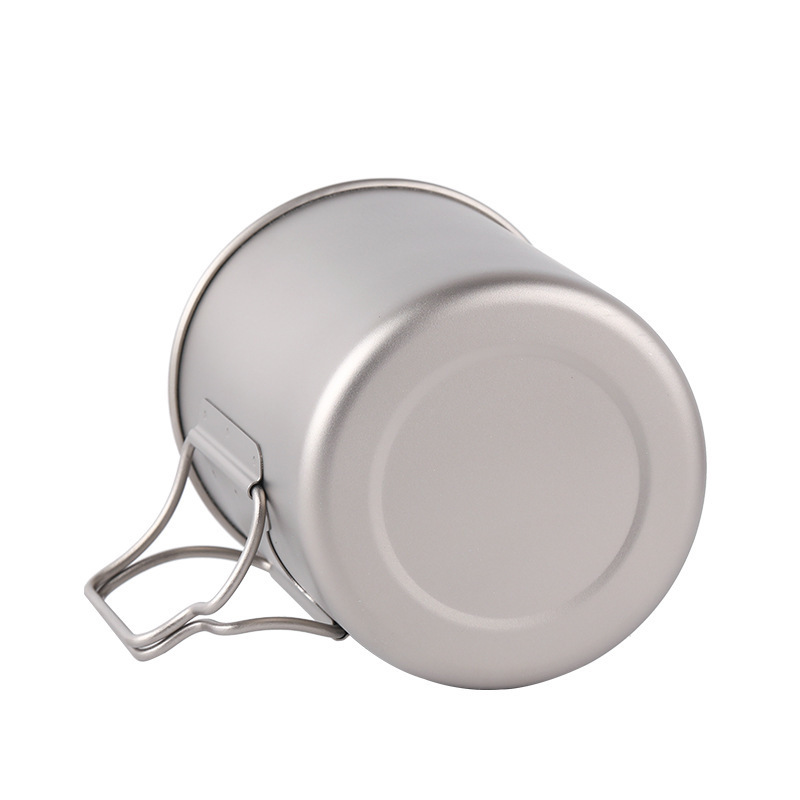 Pure Outdoor Camping Tableware Titanium Water Coffee Cup Mug Single Layer Foldable Boilable Lightweight Portable_voghion.com