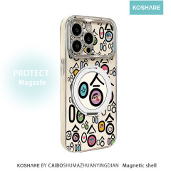 哈哈小新磁吸支架适用苹果16e手机壳iphone13promax电镀视窗15/14